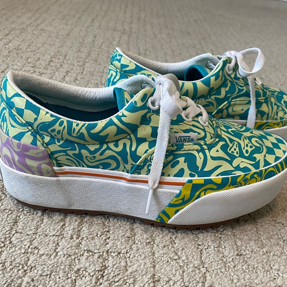 Vans Era Stacked Platform Teal Yellow Purple Low Sneakers Size 6 - Picture 9 of 12